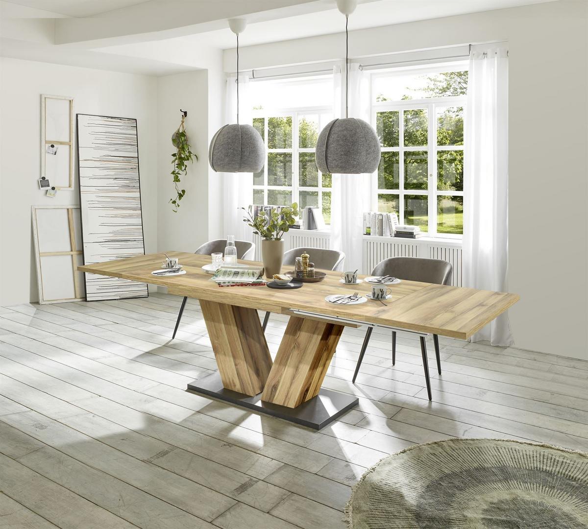 ESSTISCH ausziehbar Elena 180x90x76 Plankeneiche - Dunkelbraun, Holzwerkstoff (180/90/76cm) - 58aufmkessel