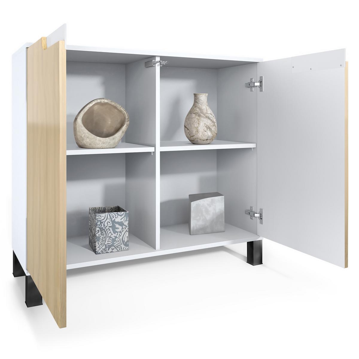 KOMMODE Sylt Sandgrau Hochglanz - Sandfarben, Holzwerkstoff (92.5/84.5/35cm) - Vladon