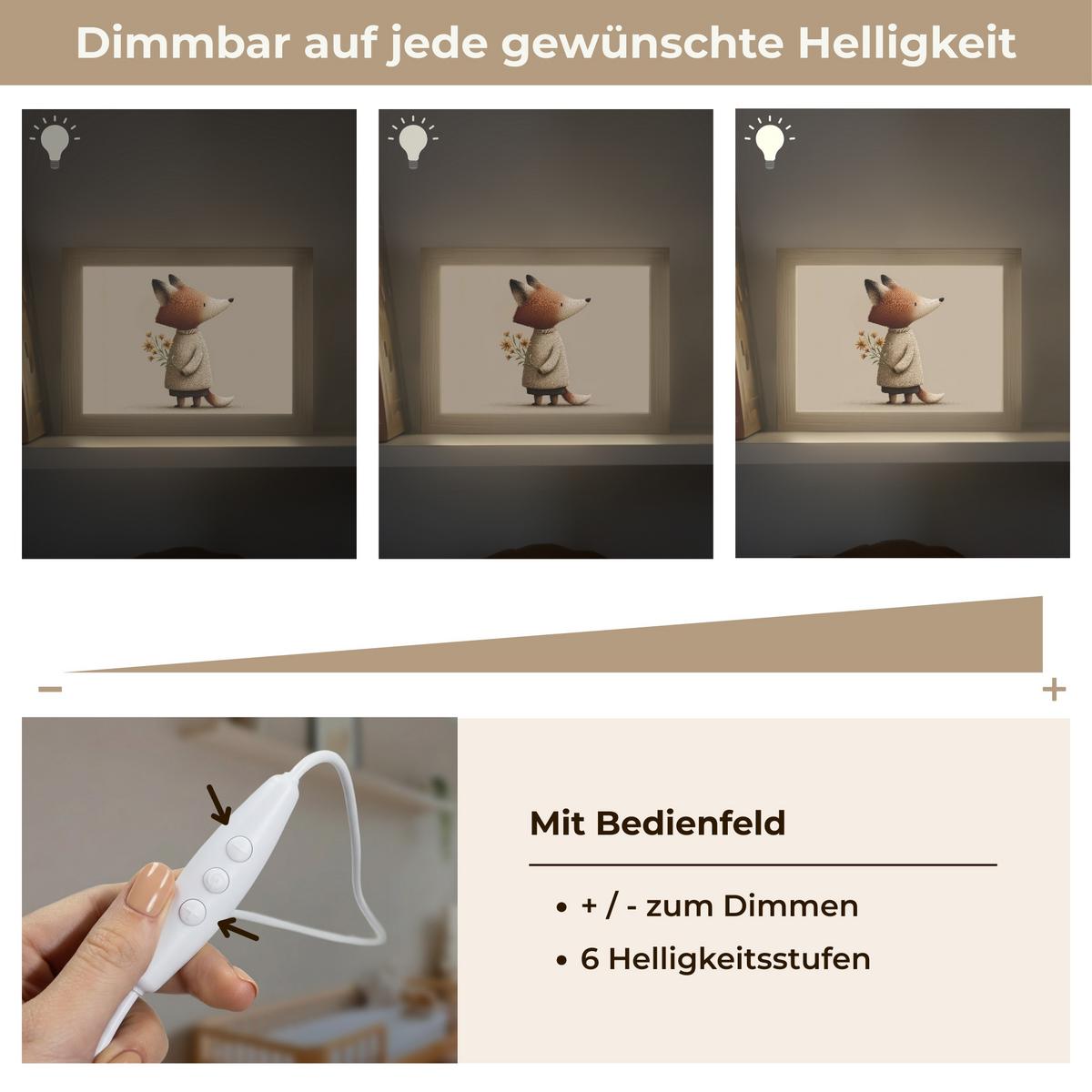 NACHTTISCHLAMPE Fuchs - Gelbe Blumen - Minimalistisch 20x15 cm - Taupe, Holzwerkstoff (8/20/15cm) - OnlyWow
