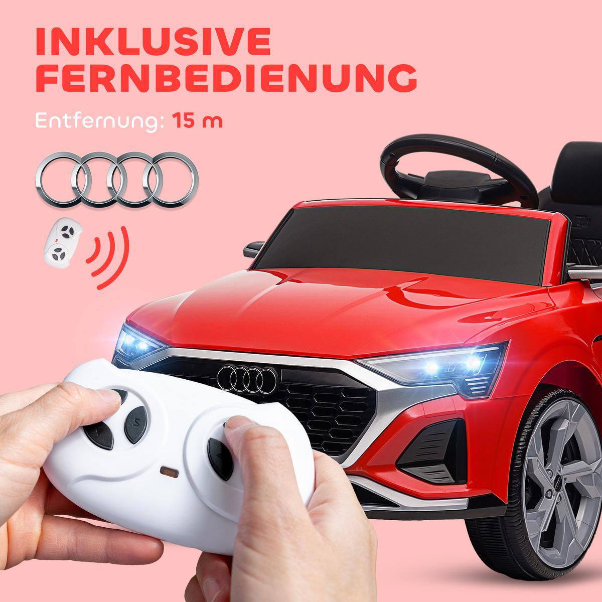 KINDER-ELEKTROAUTO, mit Fernbedienung, MP3 Musik & Hupe - Rot, Kunststoff (98/49.5/43cm) - AIYAPLAY