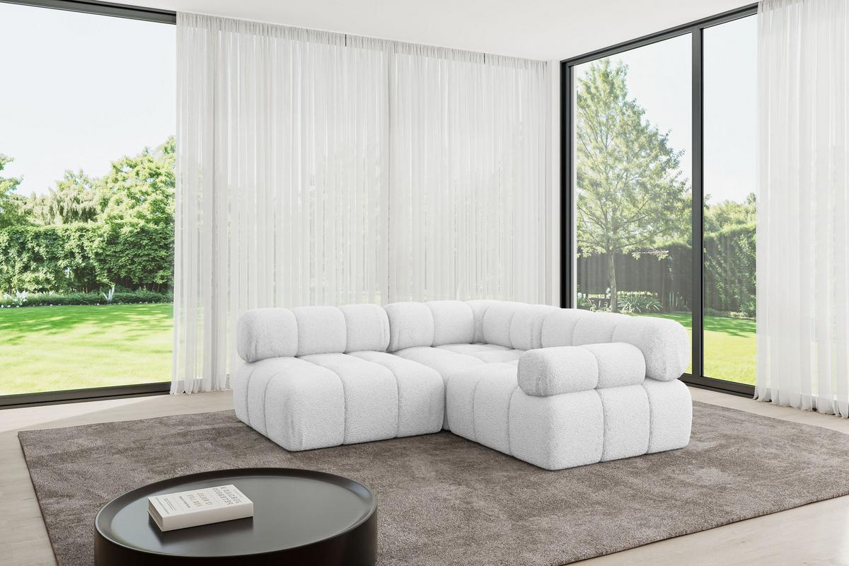 ECKSOFA modulares Sofa Mende-L1 - 190x190x70 cm Weiß Bouclé - Weiß, Holzwerkstoff/Textil (190/190cm) - ALTDECOR