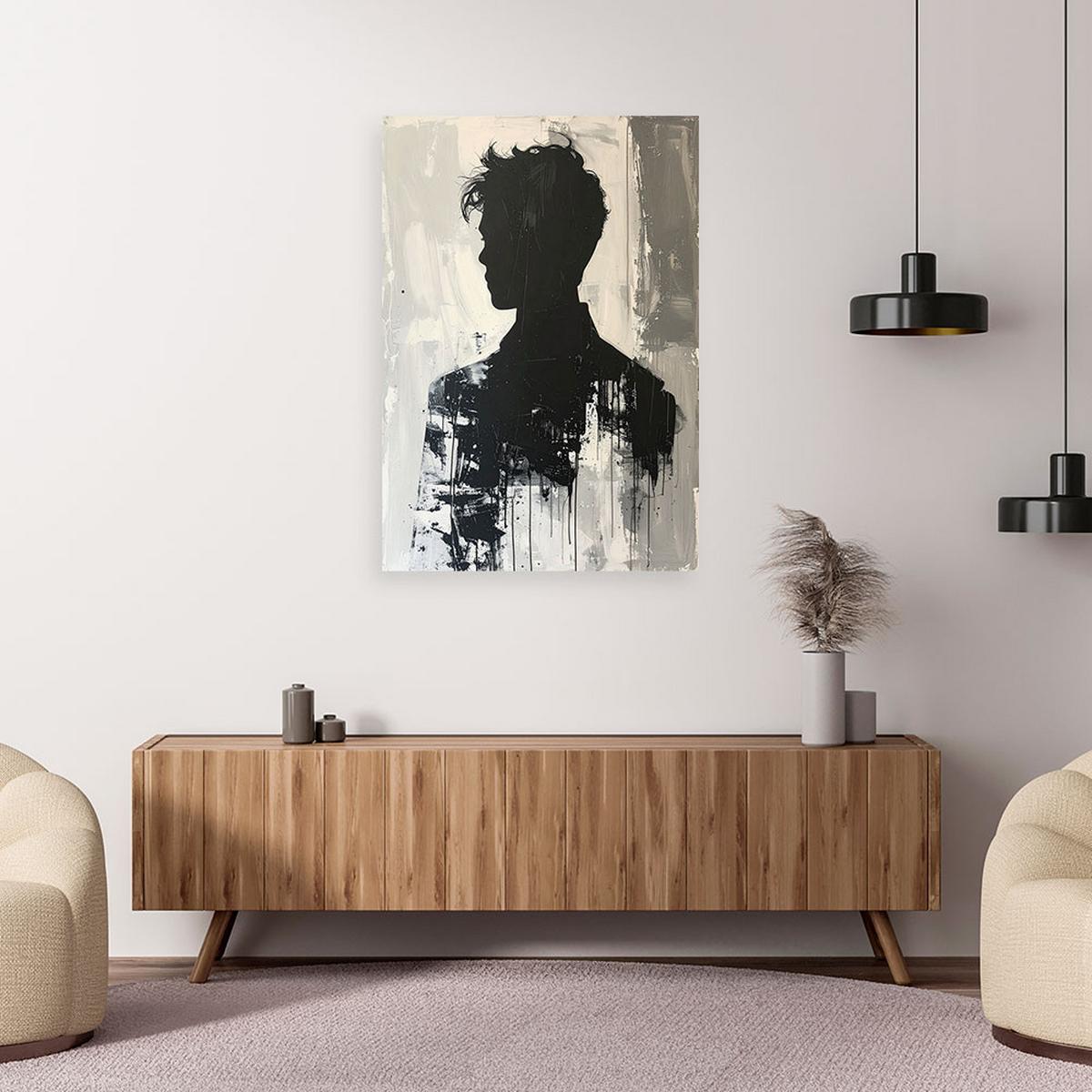 LEINWANDBILD, Männliche Figur abstrakt beige im Boho Stil - Grau, Textil (40/60cm) - Feeby