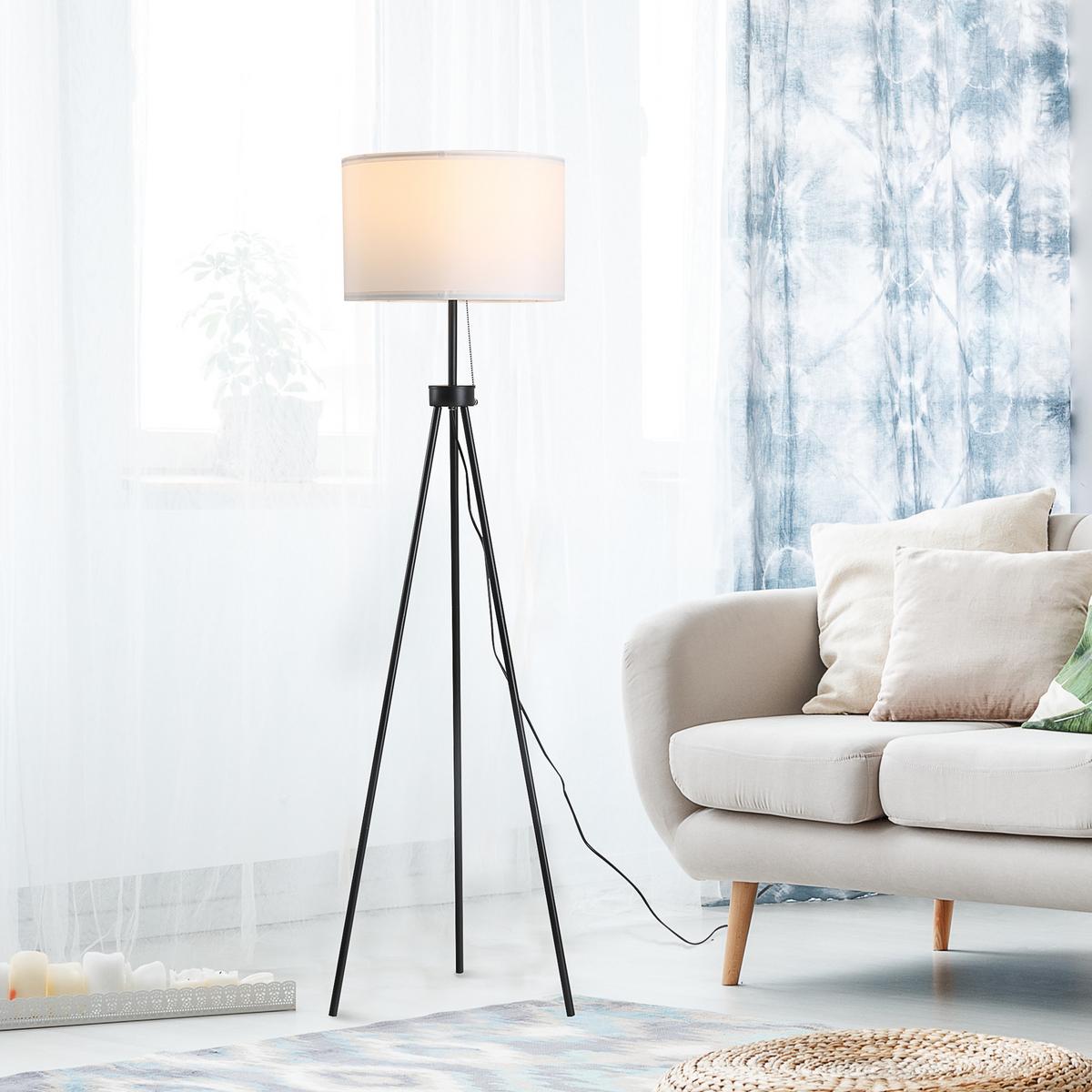 STEHLAMPE Stehleuchte Standleuchte E27 Stahl 37x37x152cm (Schwarz+Weiß) - Multicolor, Metall (37/152/152cm) - HOMCOM