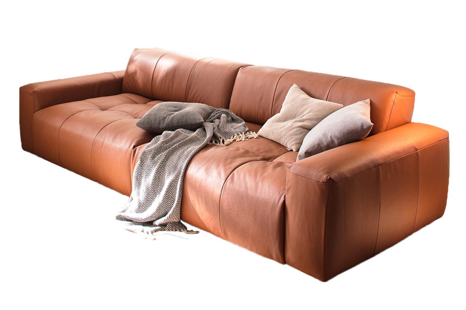 LEDERSOFA MIT SITZTIEFENVERSTELLUNG PALACE Braun Leder Relaxfunktion - Braun, Leder (298/74/120cm) - KAWOLA