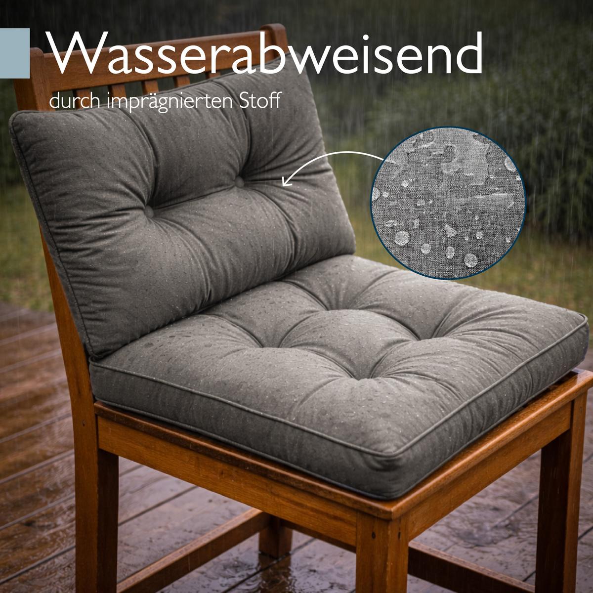 LOUNGEKISSEN Flair Outdoor Sitz 50x50x10cm mit Rücken 50x40x12cm Hellgrau (2tlg) - Hellgrau, Textil (50/50cm) - Beautissu 