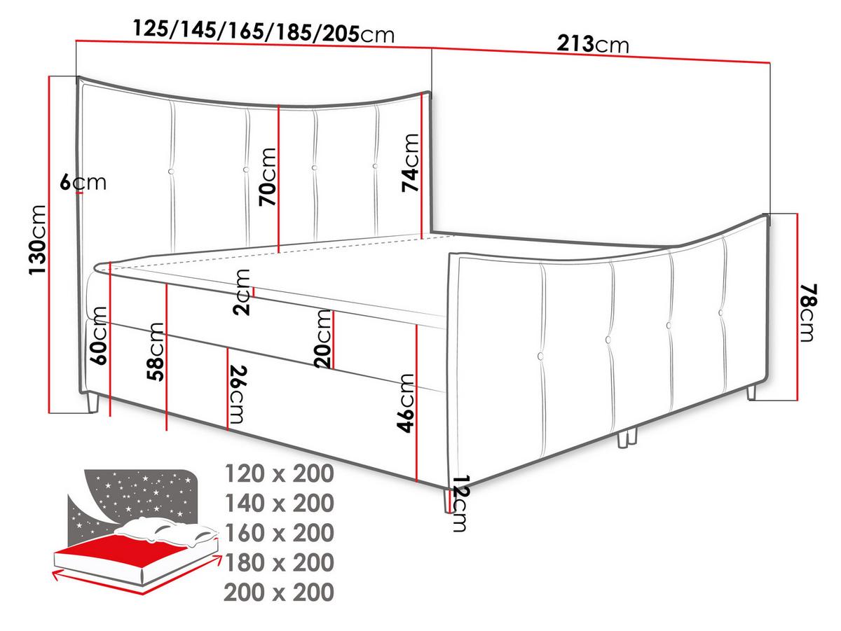 BOXBETT Bergamo Lux - H3 - Grau, Holz (160/200cm) - MIRJAN24