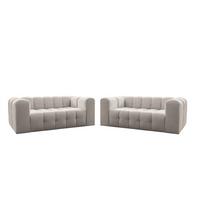 SOFASET Solvie 2-2 In Moly - Creme, Holzwerkstoff/Textil (200/75/106cm) - Fun Möbel