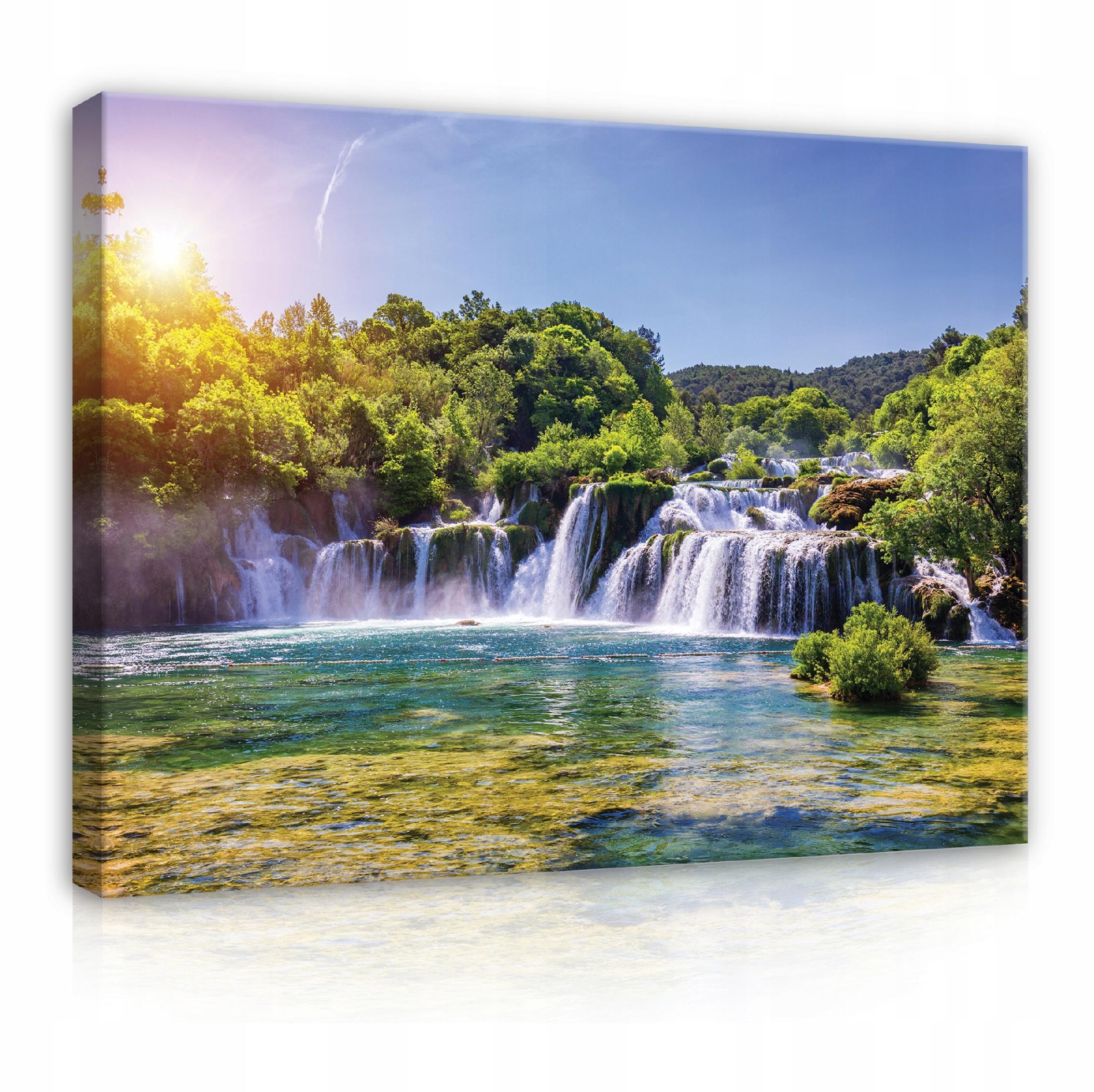 LEINWAND BILDER Wasserfall Natur 60x40 - Multicolor, Holzwerkstoff (60/40cm) - Wallarena