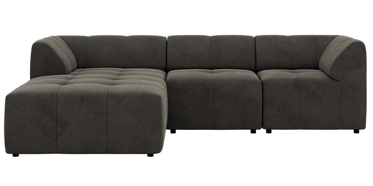 ECKSOFA VORITA L 3M - Dunkelgrau Velvet - Links Seite - Dunkelgrau/Schwarz, Kunststoff/Textil (267/176cm) - MKS