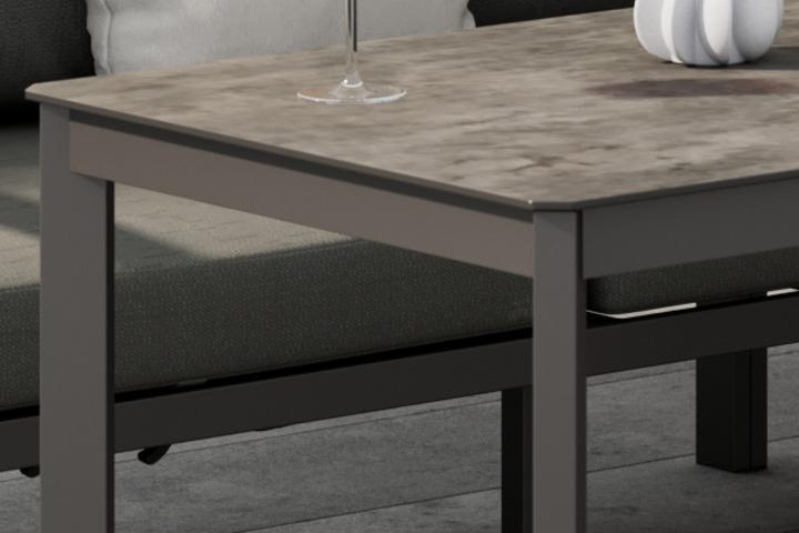 Loungegarnitur Gestell Anthrazit Aluminium pulverbeschichtet Tisch Glasplatte farbig gehärtet