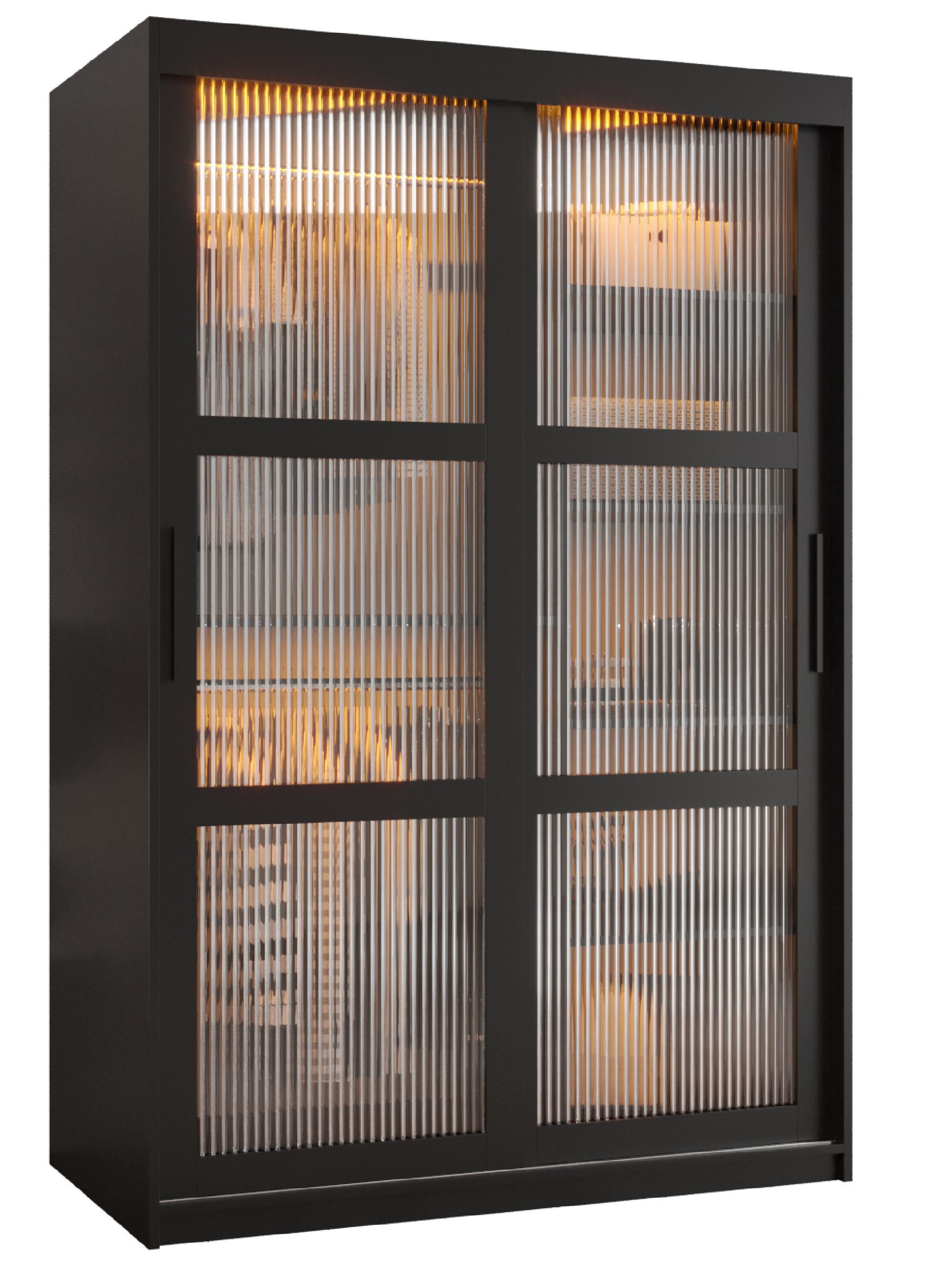 SCHWEBETÜRENSCHRANK 200/120/62 2-türig - Schwarz, Holz/Kunststoff (120/200/62cm) - Abiks Möbel