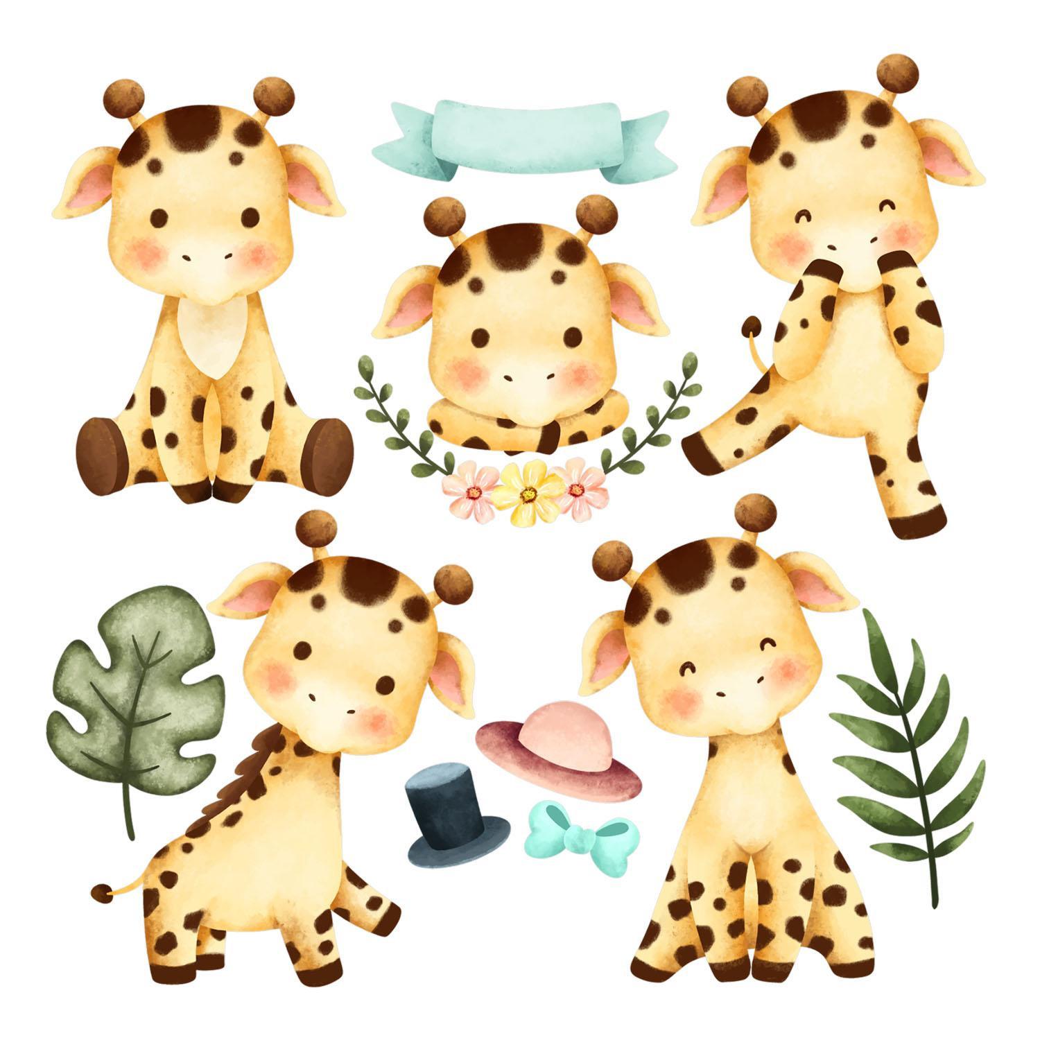 WANDAUFKLEBER 80x135cm - Giraffen auf Safari - Multicolor, Kunststoff (80/135/0.1cm) - Wallfluent
