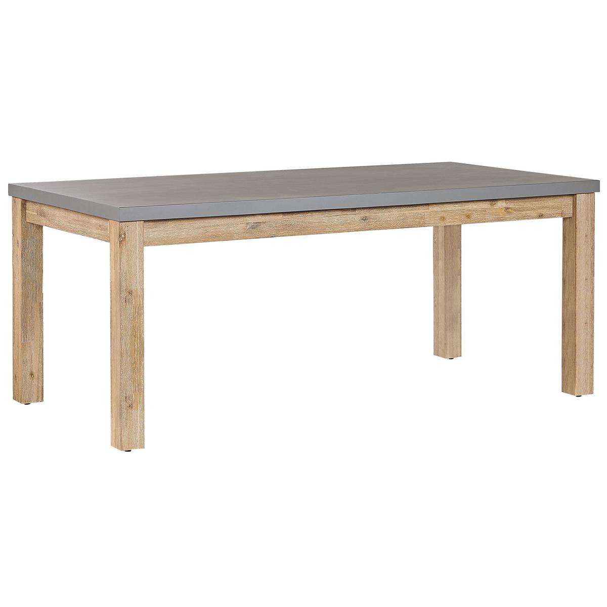 GARTENMÖBEL SET 8-Sitzer Beton/Akazienholz grau 2 Bänke 2 Hocker Ostuni - Hellbraun/Grau, Stein - Beliani