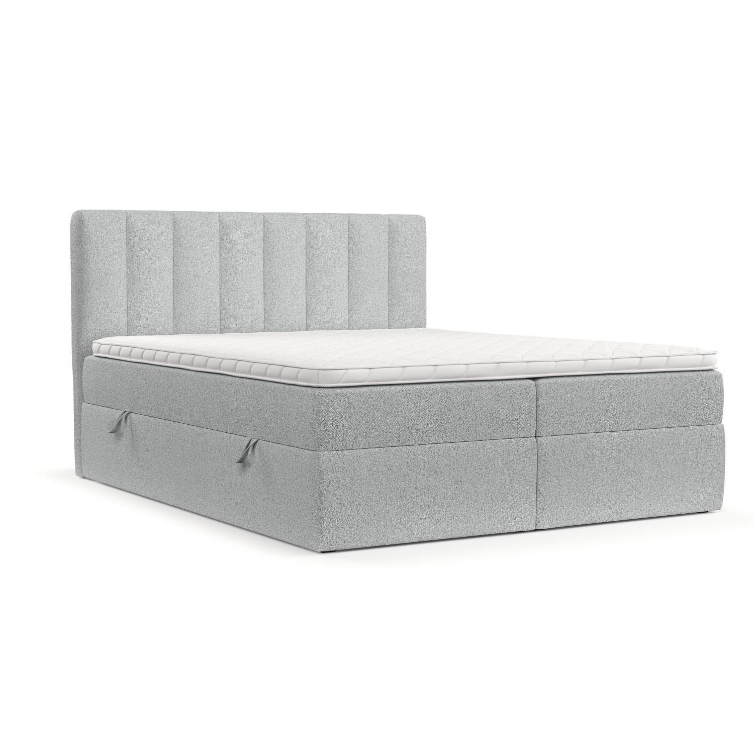 BOXBETT Bari 140/200 cm Hellgrau im Riva Stoff - Hellgrau, Holz/Holzwerkstoff (140/200cm) - AltaBeds