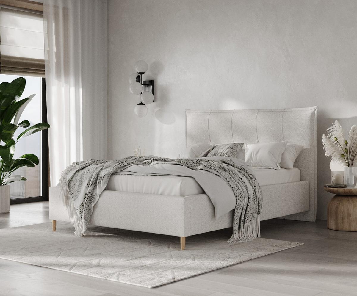 POLSTERBETT Plaza 160/200 cm Hellbeige im Riva Stoff - Beige/Naturfarben, Holz/Holzwerkstoff (160/200cm) - AltaBeds
