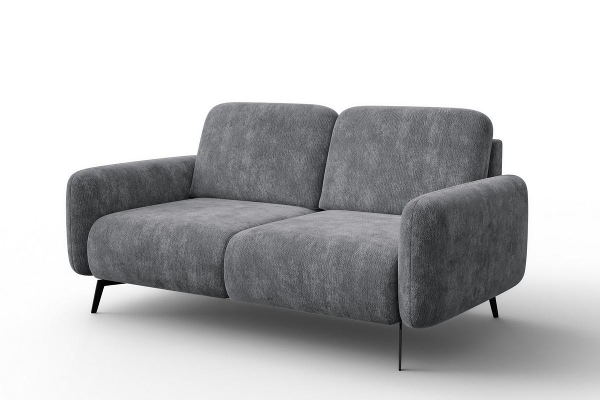 SOFA FEBE 2-Sitzer, grauer Chenille-Stoff - Schwarz/Grau, Holz/Textil (160/82/96cm) - Wozimo