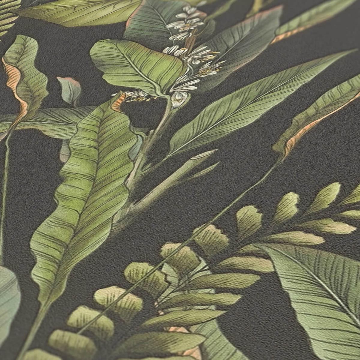 VLIESTAPETE Grün 53/1005 cm - Schwarz, Textil (53/1cm) - KUNSTLOFT