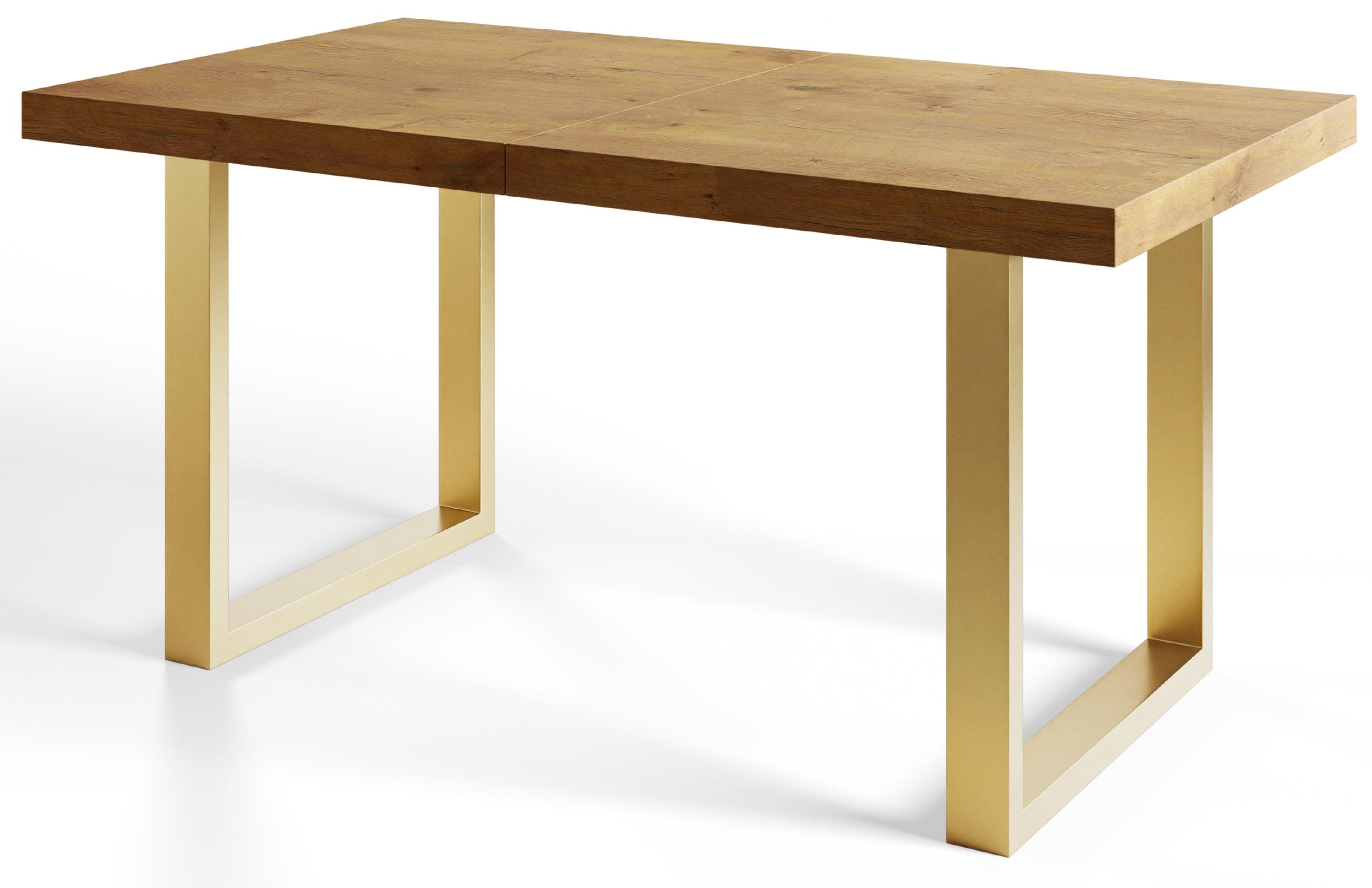 INDUSTRIELLER Esszimmertisch LOFT-U, ausziehbarer Tisch, Größe: 180-280X90X77 cm, Wohnzimmertisch Farbe: LANCELOT, mit Metallbeinen in Farbe Gold - Beige/Goldfarben, Holzwerkstoff (180/90/77cm) - Alpi-Möbel