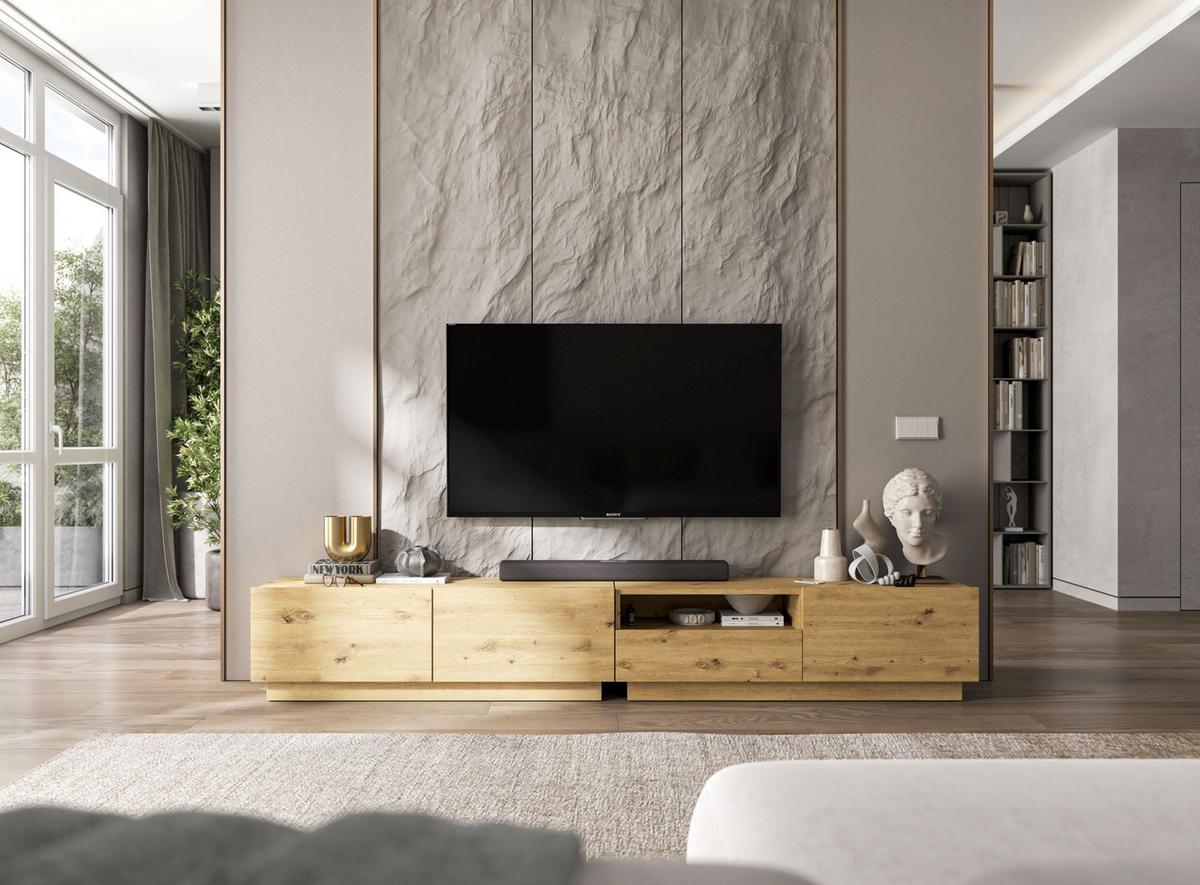 TV-LOWBOARD 2-er Set Enjoy Eiche Artisan Matt Loft Schublade 120 cm - Eiche Artisan, Holzwerkstoff (240/37/35cm) - Meble Lindner