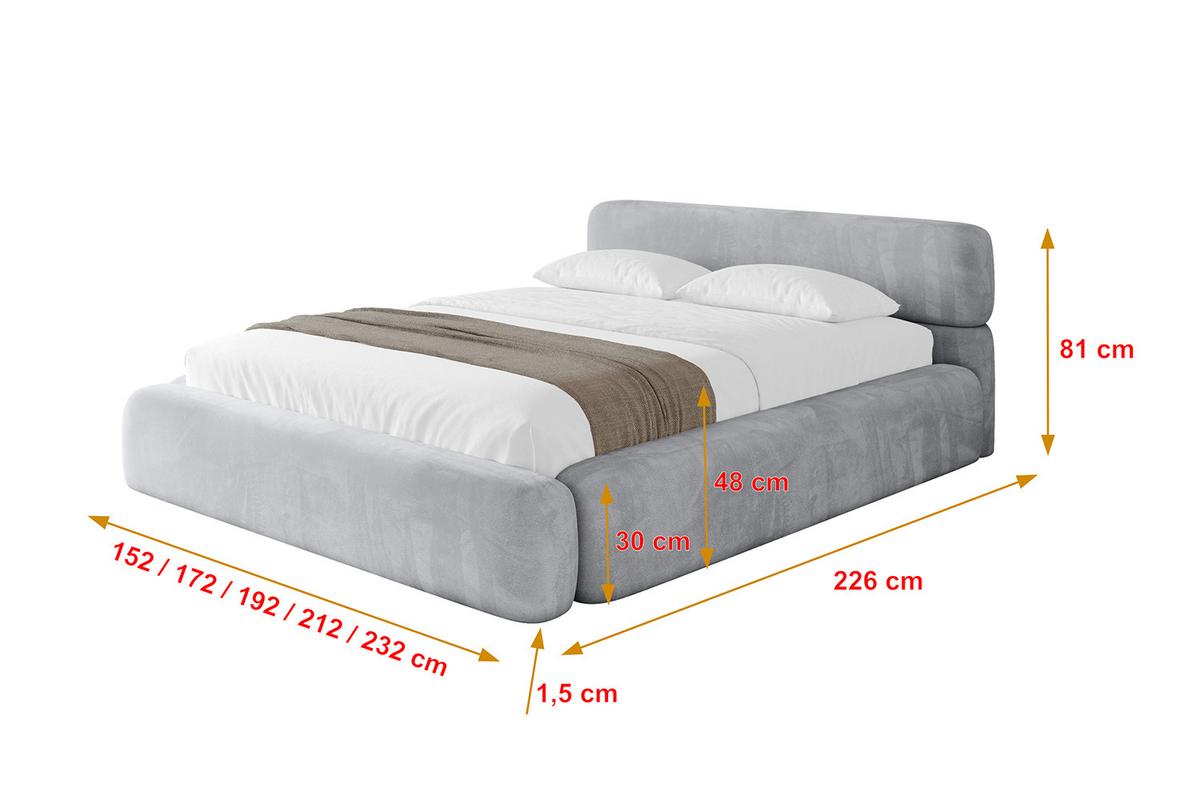 POLSTERBETT mit Bettkasten und Lattenrost, Bett mit Matratze H3/H4 - ENORA-V1 180x200 Hellgrau - Hellgrau, Holzwerkstoff/Textil (180/200cm) - ALTDECOR
