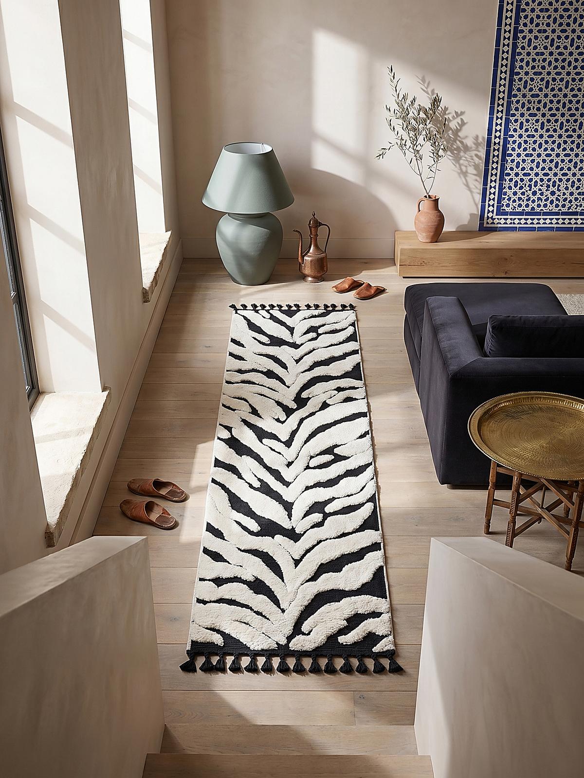 HOCHFLORTEPPICH mit Fransen MARA, mit Tier-Motiv, Beige, 80 x 300 cm - Beige, Textil (300/80cm) - KADIMA DESIGN