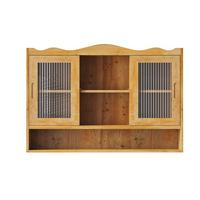 WANDSCHRANK Massivholz Schiebetüren Riffelglas Natur 3 Ebenen 90cm - Naturfarben, Holz/Holzwerkstoff (90/60/20cm) - Urban Meuble