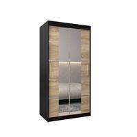SCHWEBETÜRENSCHRANK 200/100/62 2-türig - Silberfarben/Schwarz, Holz/Kunststoff (100/200/62cm) - MÖBEL KRYSPOL