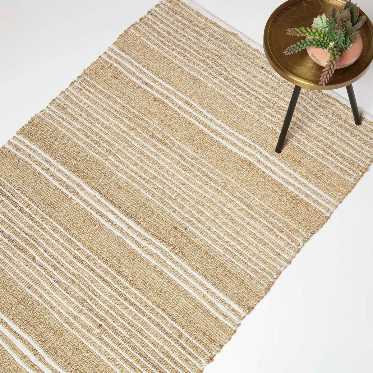 JUTETEPPICH Arlyn gestreift 90/150 cm - Naturfarben, Naturmaterialien (90/150cm) - Homescapes