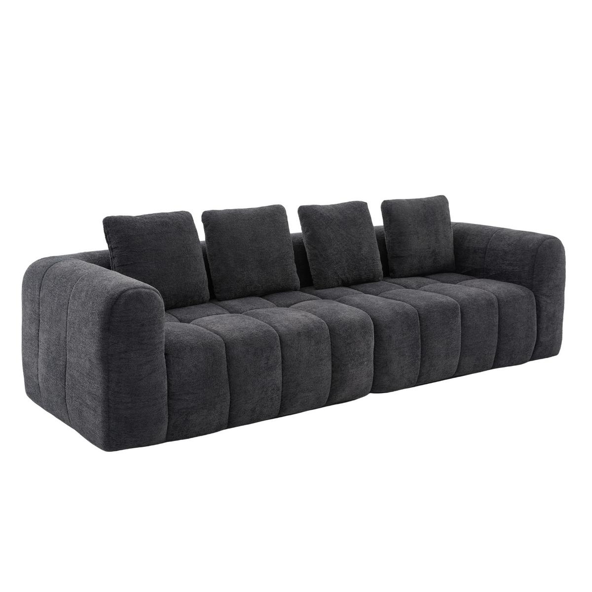 4-SITZER SOFA Modulares Dunkelgrau Samtstoff 260cm Montagefrei - Dunkelgrau, Textil (260/70/95.5cm) - Urban Meuble
