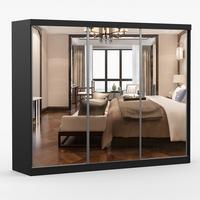 KLEIDERSCHRANK Milan 250 cm, 250/215/64, 3-türig, schwarz - Schwarz, Holzwerkstoff (250/215/64cm) - imoebel24