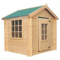 KINDERSPIELHAUS aus Holz - 111x113xH121 cm/0.9 m2 - M570Z-1 - Beige, Holz (114/121/111cm) - Timbela