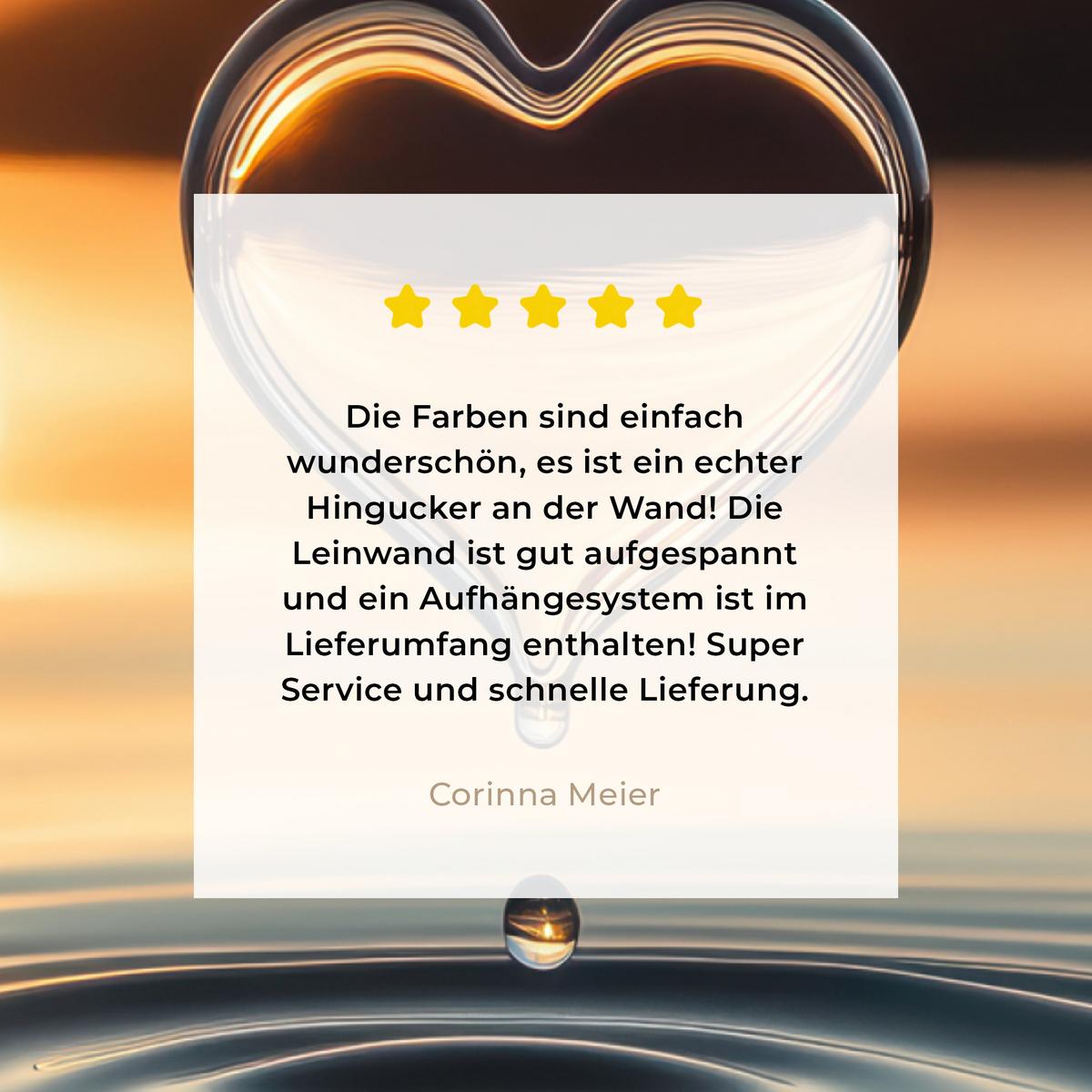 LEINWANDBILD Herz - Wasser - Sonnenuntergang - Natur - Zen Wandbild Wohnzimmer 60x80 cm - Bernsteinfarben, Textil (60/80cm) - MuchoWow