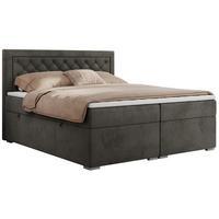 BOXBETT JASIR 160/200 - Dunkelgrau Velvet - H3 - Dunkelgrau, Holz/Textil (160/200cm) - MKS