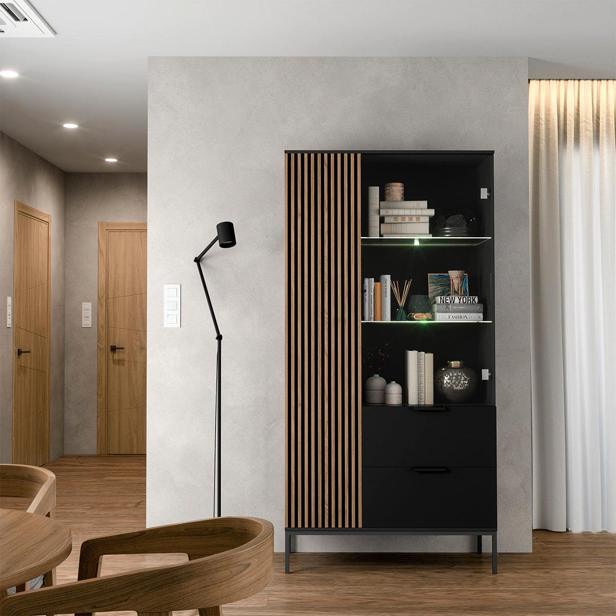 GESCHIRRSCHRANK Melchior Schwarz - Schwarz, Holzwerkstoff (100/200/60cm) - Petits-meubles