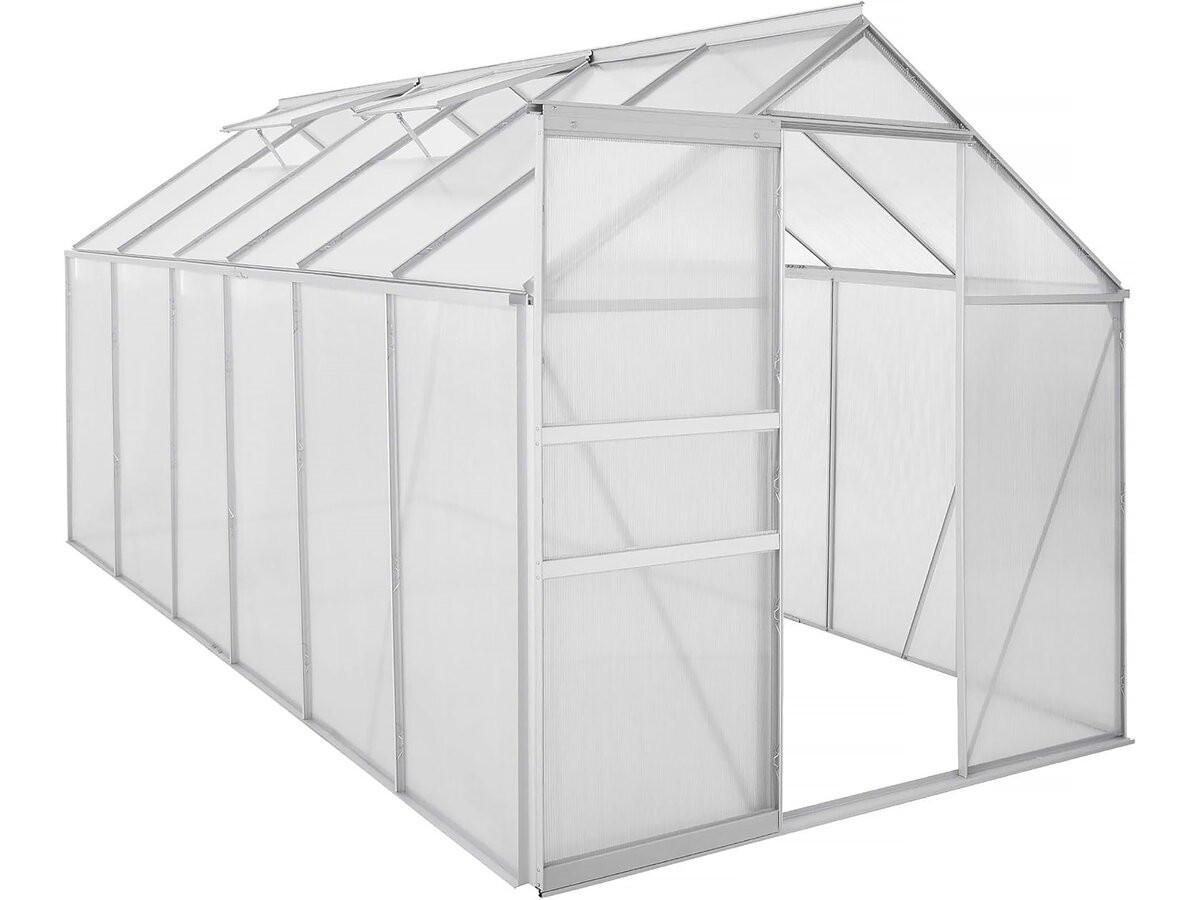 GEWÄCHSHAUS POLYCARBONAT basilic Grau - Grau, Metall (190/195/370cm) - Habitat Garten