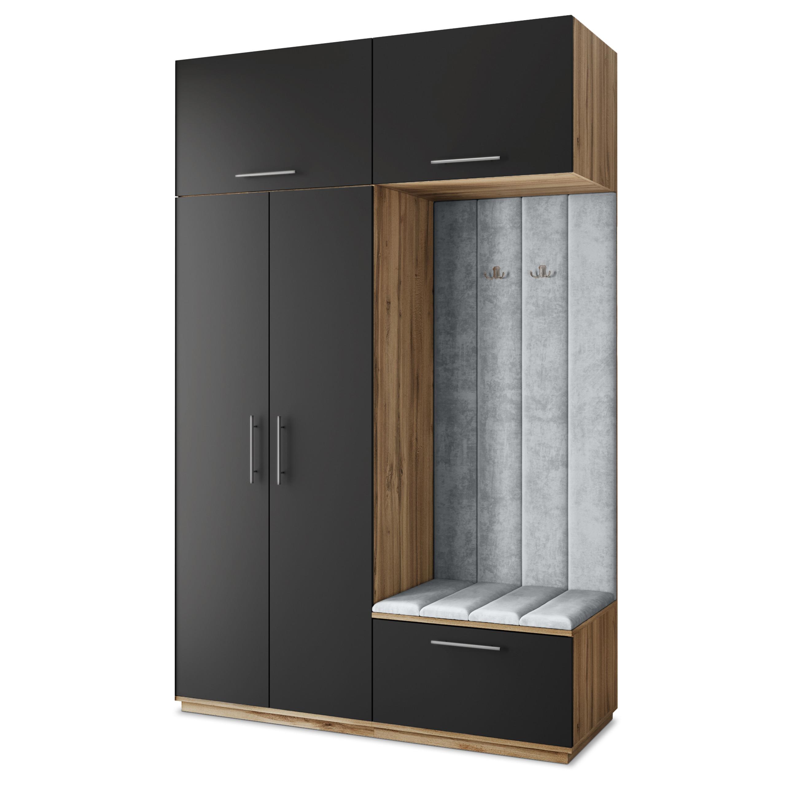 GARDEROBENSCHRANK REMA 150/240/60 cm Modern Eiche Wotan - Eiche Wotan/Hellgrau, Holzwerkstoff (150/240/60cm) - MASSENO