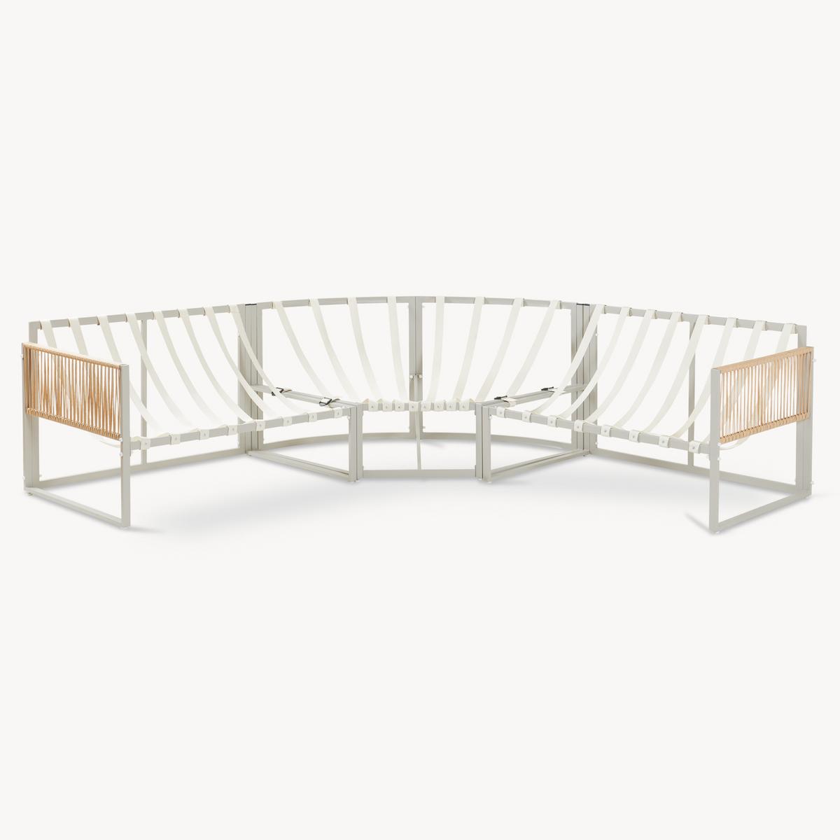 GARTENMÖBEL-SET 4 TLG. Karg - Eichefarben/Beige, Kunststoff/Metall - casa.pro