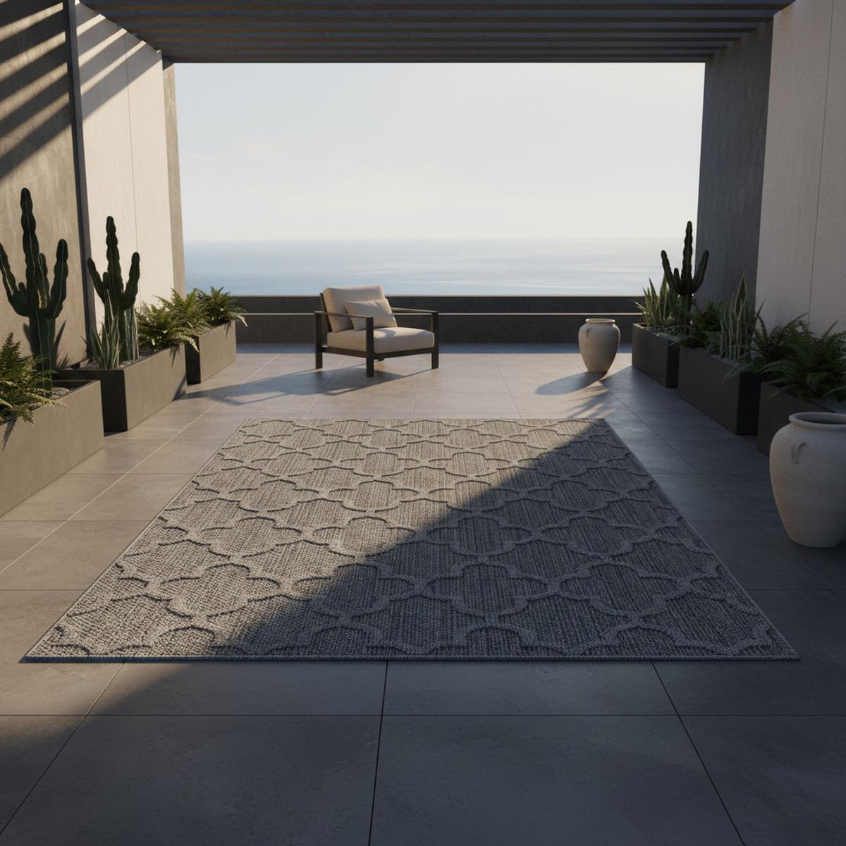 TEPPICH Outdoor IMST in Grau, im Skandi-Stil, 200 x 290 cm - Grau, Textil (290/200cm) - KADIMA DESIGN
