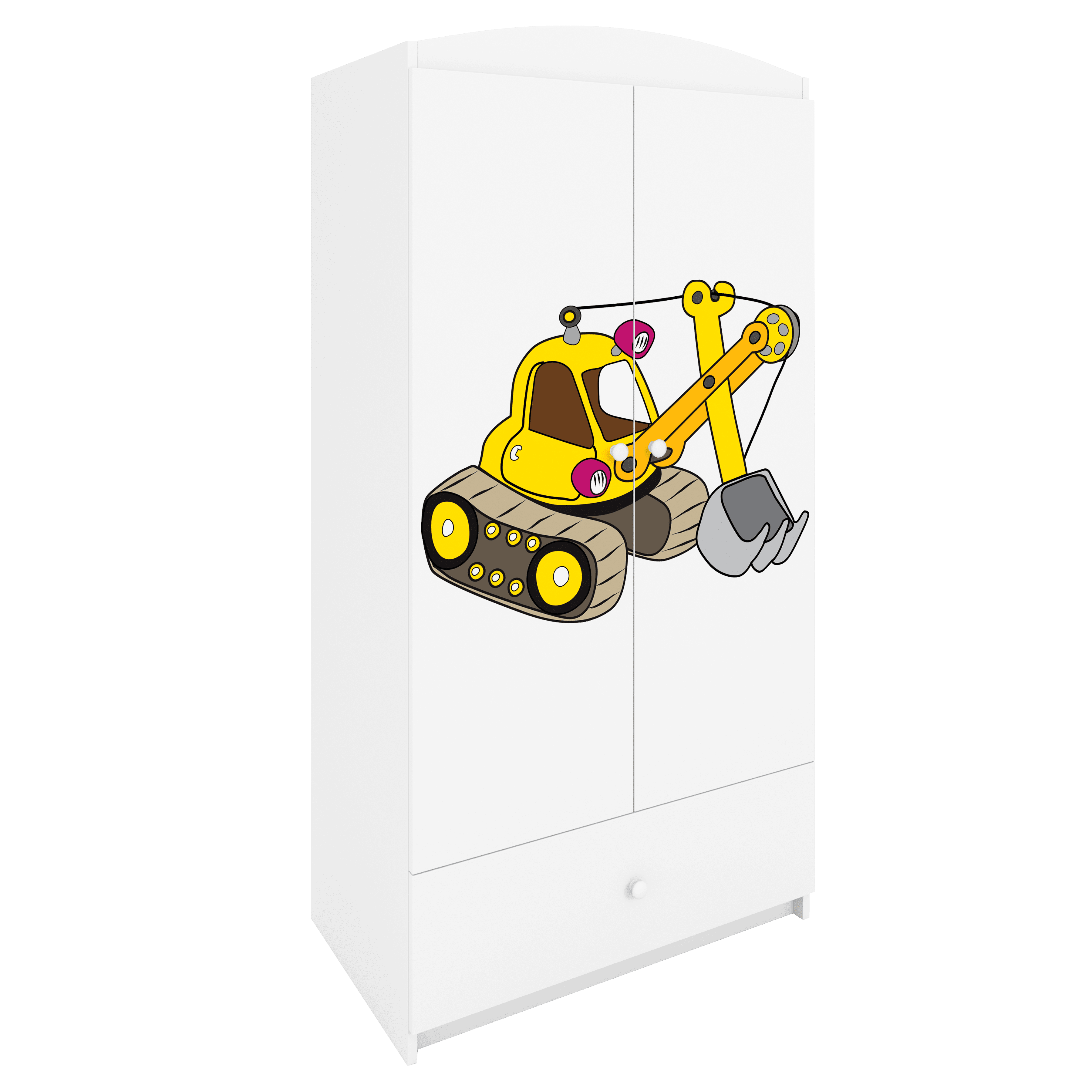KINDERKLEIDERSCHRANK Excavator - Weiß, Holzwerkstoff (90/175/52cm) - RAUMHIRSCH FURNITURE