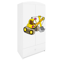 KINDERKLEIDERSCHRANK Excavator - Weiß, Holzwerkstoff (90/175/52cm) - RAUMHIRSCH FURNITURE