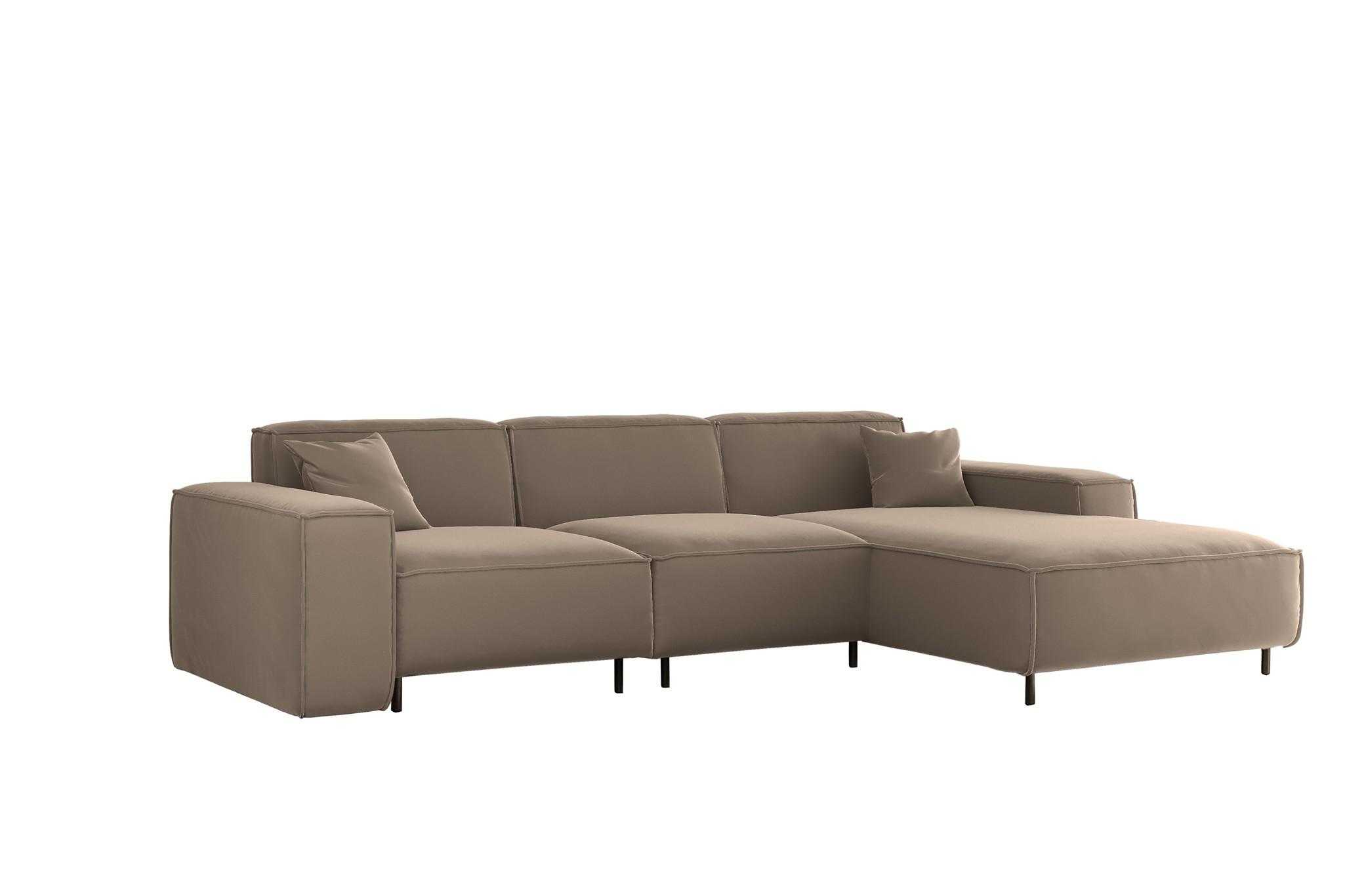 ECKSOFA Gloria In Tiffani - Taupe, Holzwerkstoff/Textil (266/165cm) - Fun Möbel