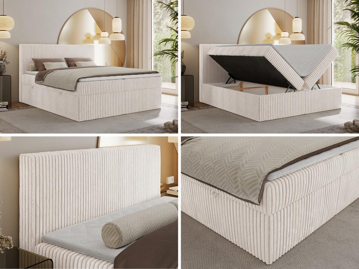 BOXBETT TILIANO 160/200 - Beige Cord - H3 - Beige, Textil (160/200cm) - MKS