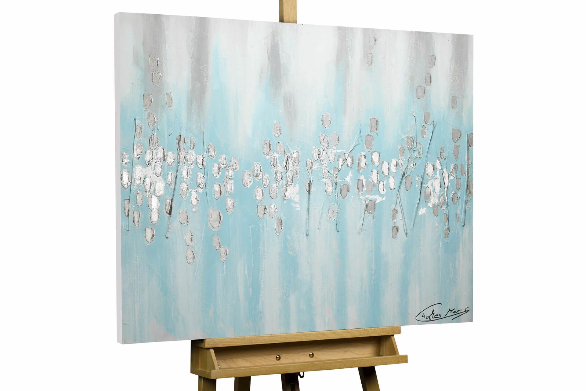 ACRYLBILD HANDGEMALT 100/75 cm - Blau/Beige, Holz/Textil (100/75cm) - KUNSTLOFT
