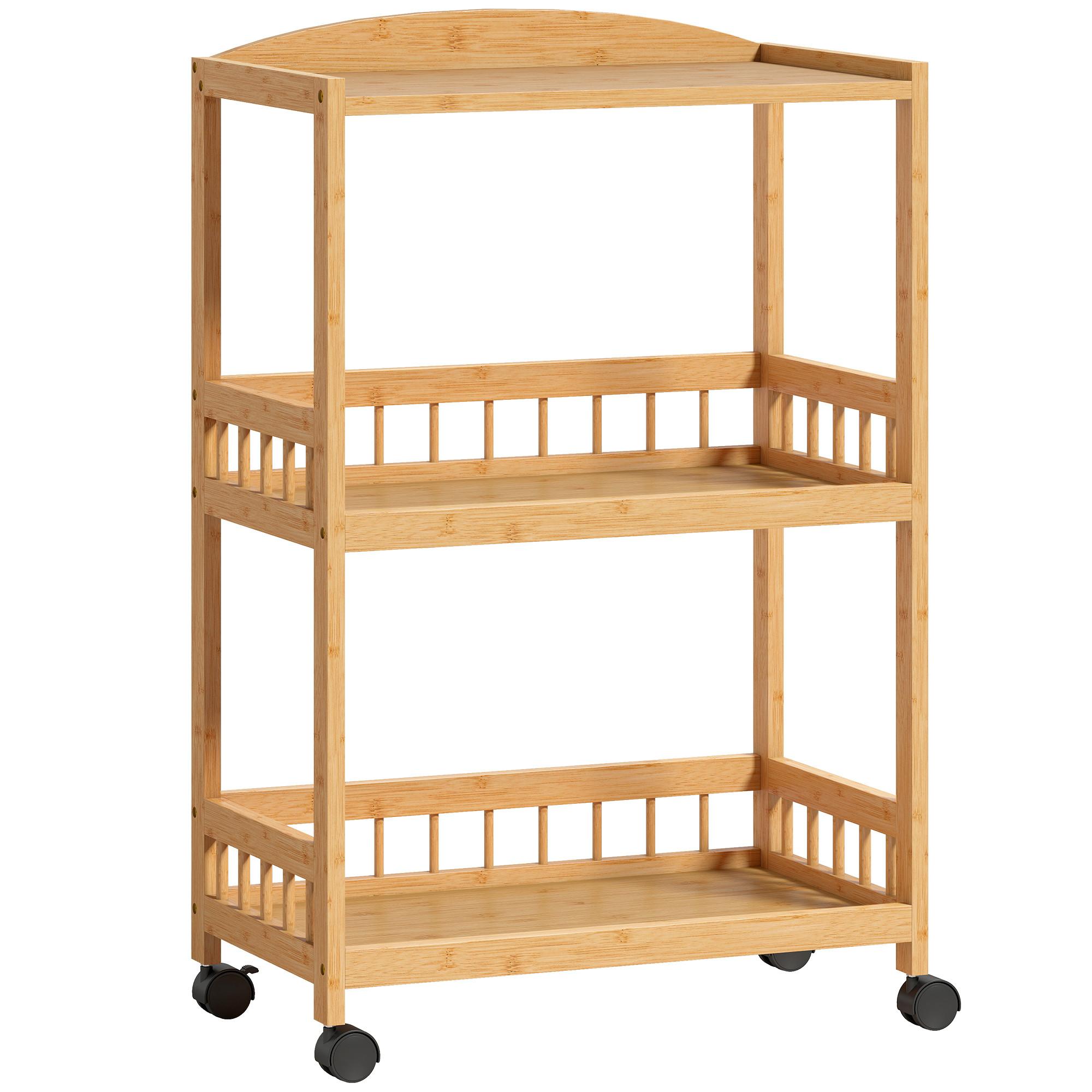 KÜCHENWAGEN Bambus Naturholz - Naturfarben, Holz (30.5/83/53cm) - HOMCOM