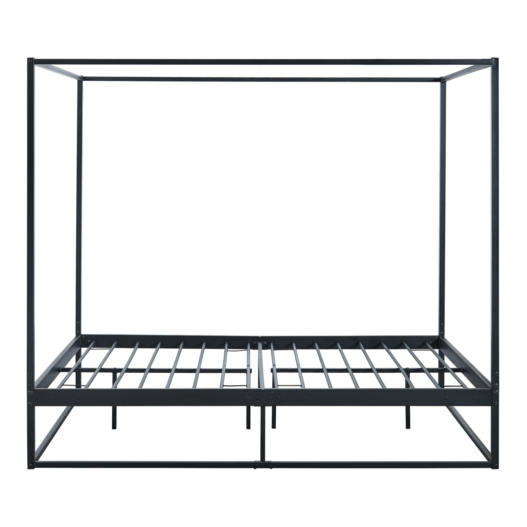 HIMMELBETT Kristianstad mit Matratze - Schwarz, Textil/Metall (140/200cm) - [en.casa]