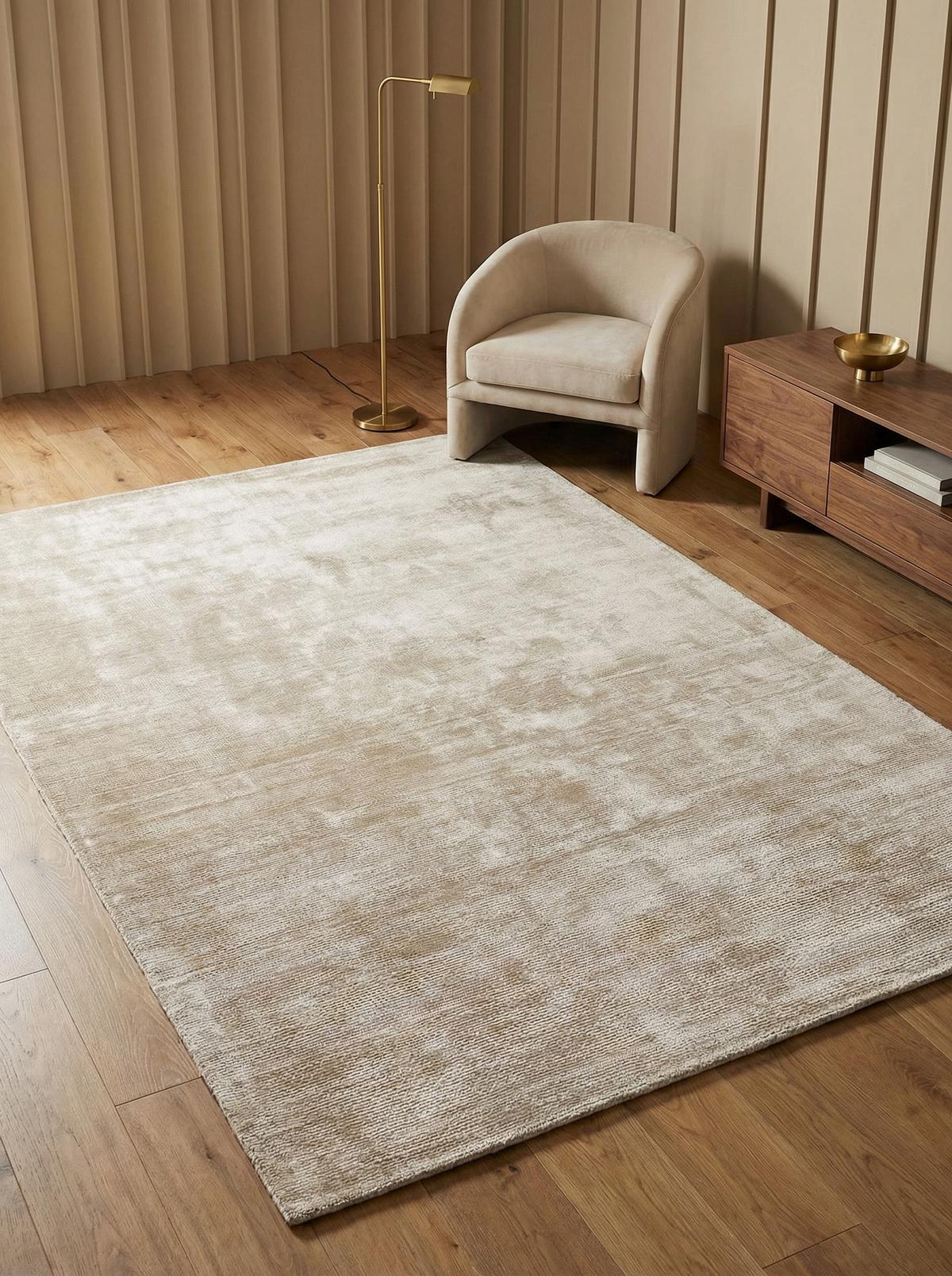 VISKOSETEPPICH handgewebt BARI, einfarbig, Beige-Grau, 160 x 230 cm - Beige, Textil (160/230cm) - KADIMA DESIGN