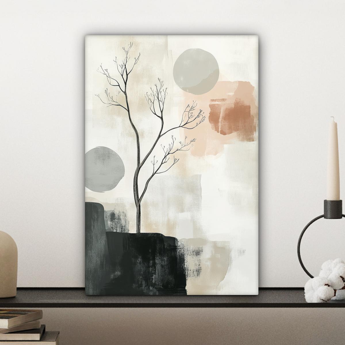LEINWANDBILD Wabi sabi - Beige - Pflanze Deko Wohnzimmer 20x30 cm - Sandfarben, Textil (20/30cm) - MuchoWow