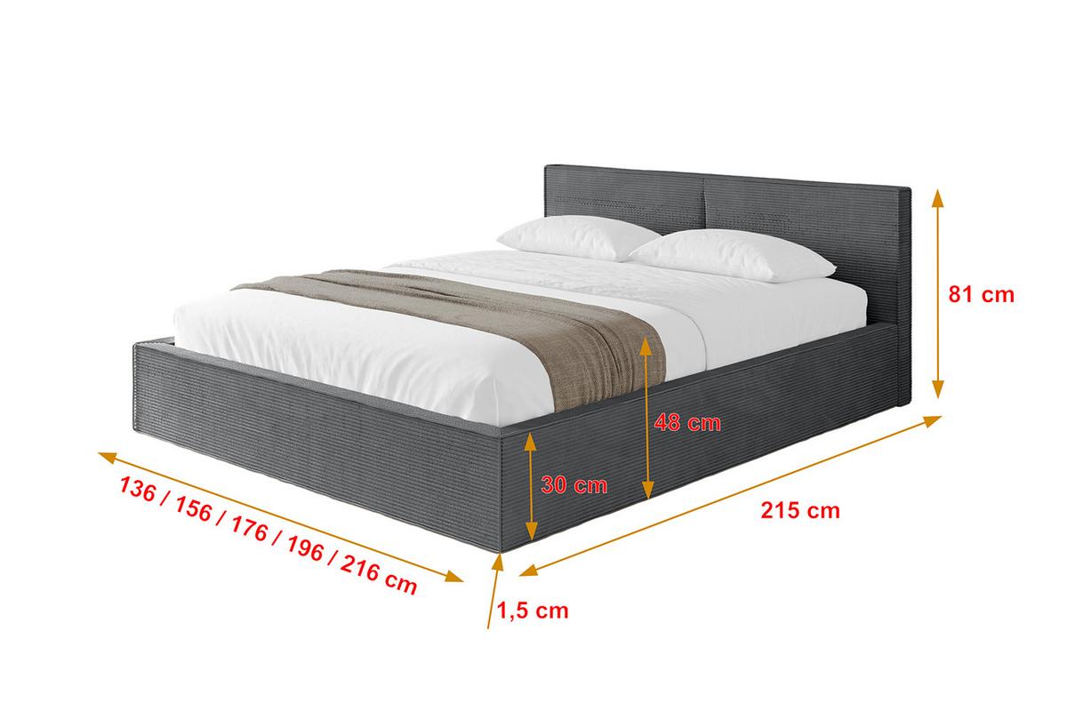 POLSTERBETT mit Bettkasten und Lattenrost, Bett mit Matratze H3/H4 - EMMI-V1 180x200 Dunkelgrau - Anthrazit, Holzwerkstoff/Textil (180/200cm) - ALTDECOR