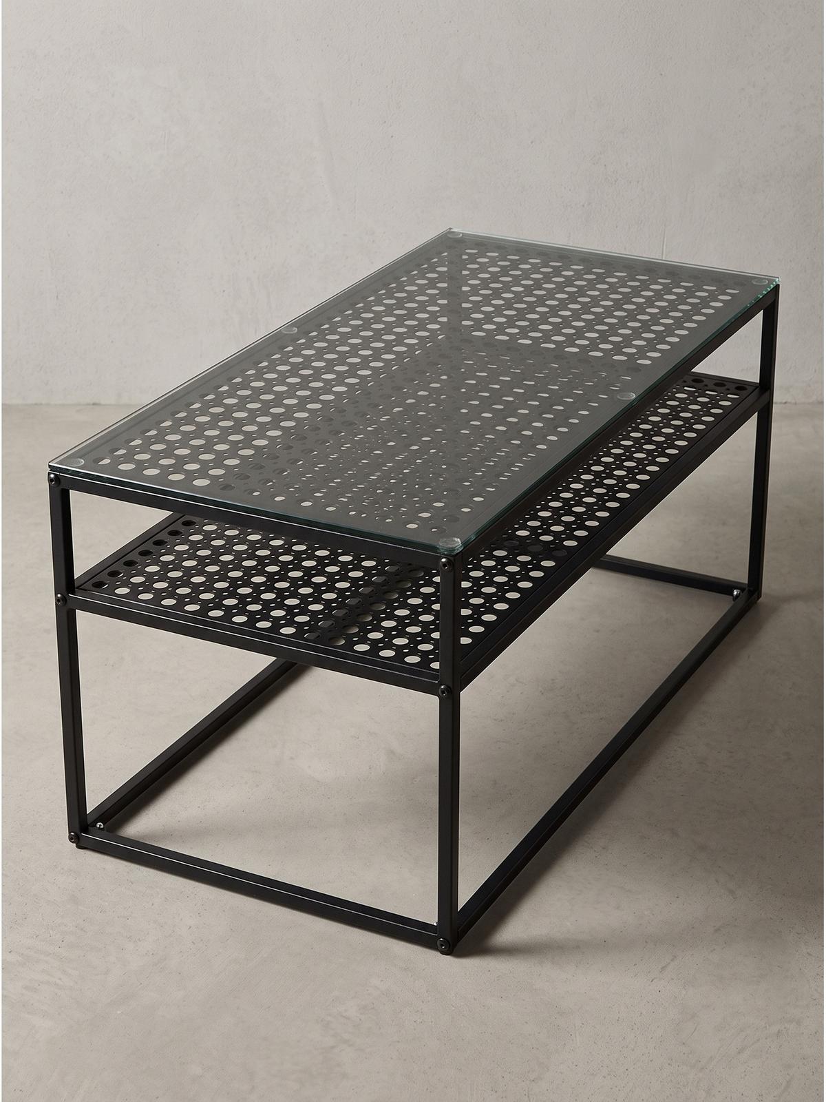 COUCHTISCH ALCUDIA, Einscheibensicherheitsglas, Schwarz, 100 x 50 x 45 cm - Schwarz, Glas/Metall (50/100/45cm) - KADIMA DESIGN