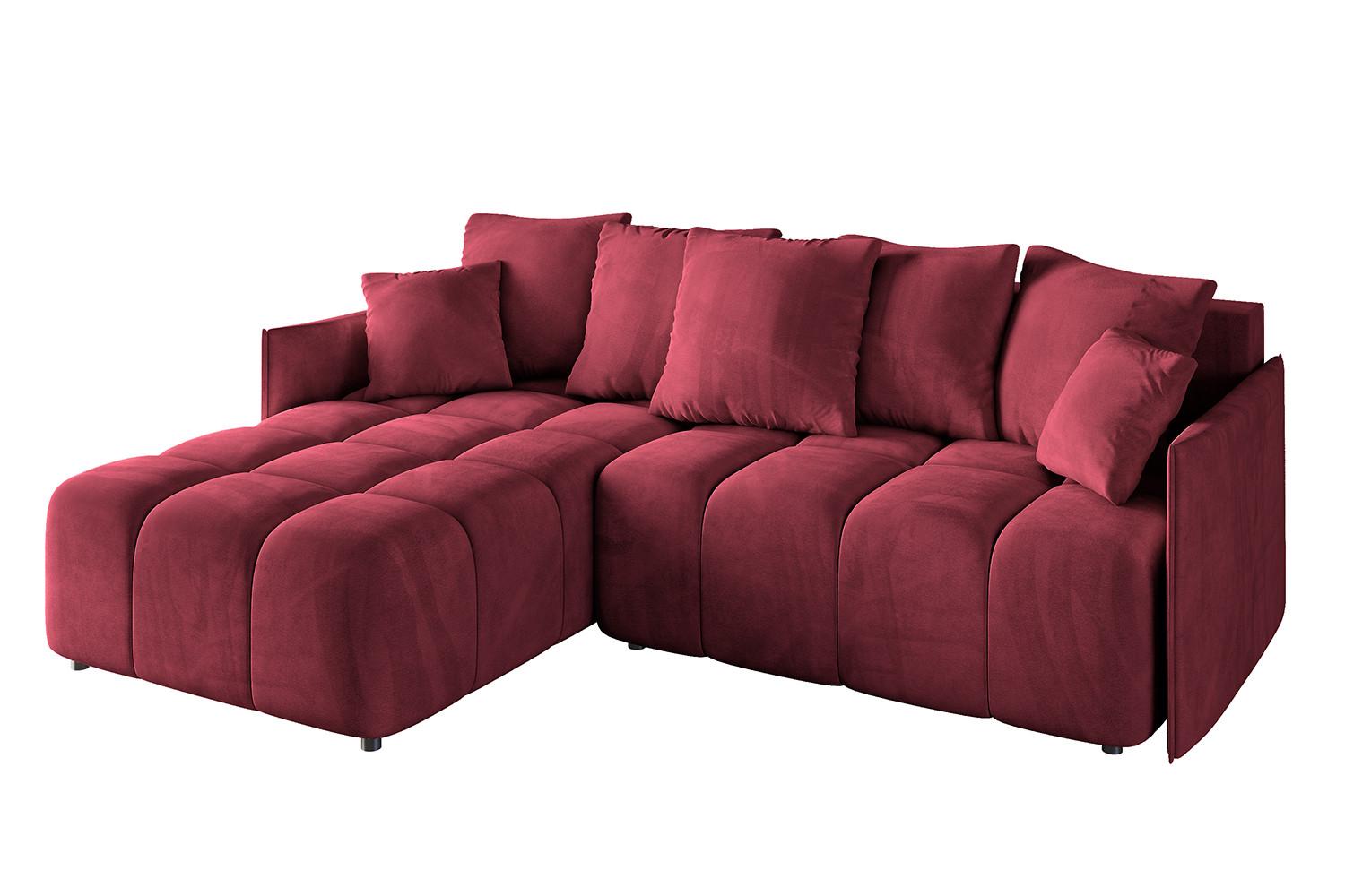ECKSOFA Ottomane links LONLI-L 251x189x68 Bordeaux Velours - Bordeaux, Holzwerkstoff/Kunststoff (251/189cm) - ALTDECOR